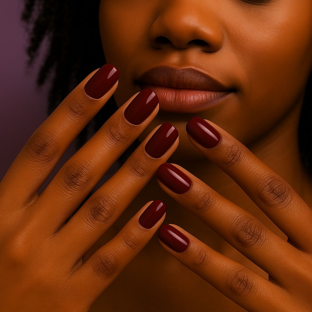 Faux Ongles Rouge Bordeaux – 12 Capsules + Kit de Pose Inclus