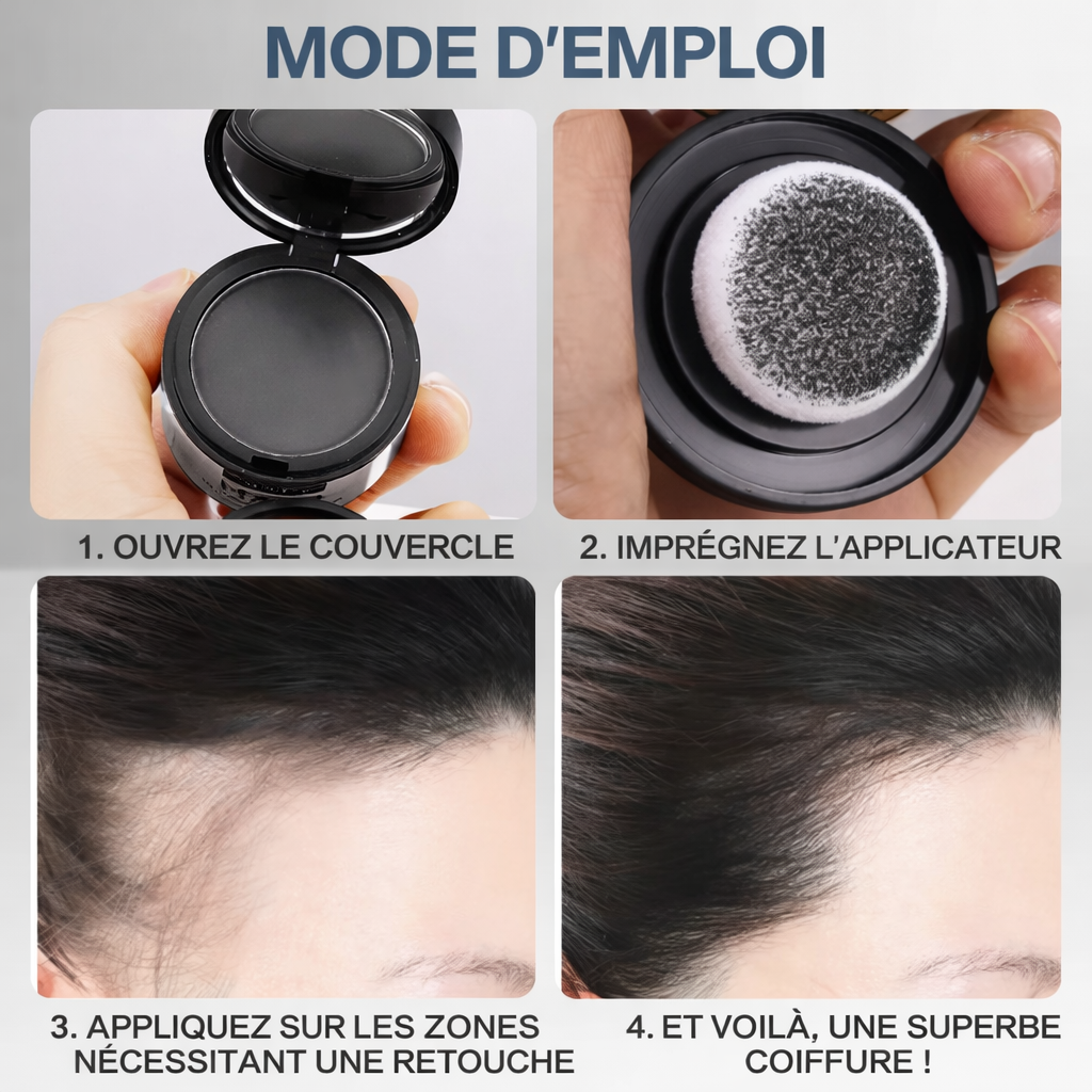 Poudre Correctrice pour Cheveux - Effet Naturel & Longue Tenue