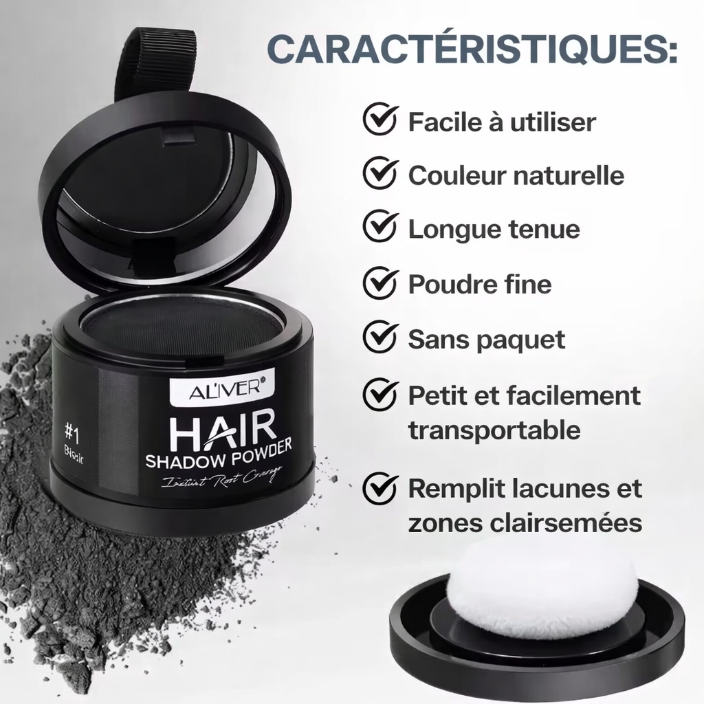 Poudre Correctrice pour Cheveux - Effet Naturel & Longue Tenue